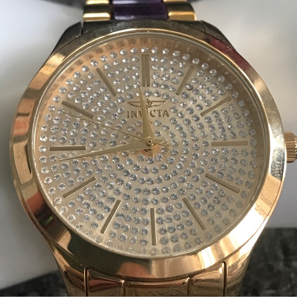 Invicta Angel 20493 gold purple 38mm watch SS women’s 8” band